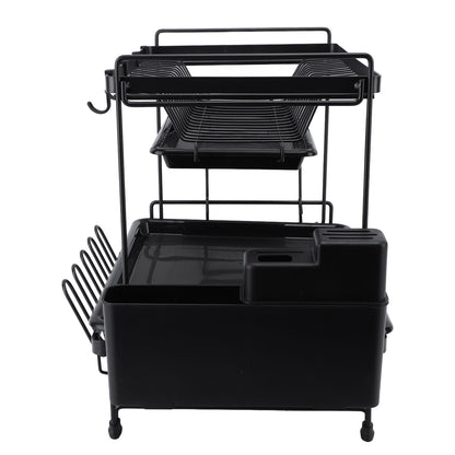 Dish Drying Rack 2 Layer Foldable Versatile Convenient Storage Dish Drainer Rack with Utensil Holder for Home