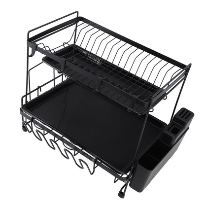 Dish Drying Rack 2 Layer Foldable Versatile Convenient Storage Dish Drainer Rack with Utensil Holder for Home