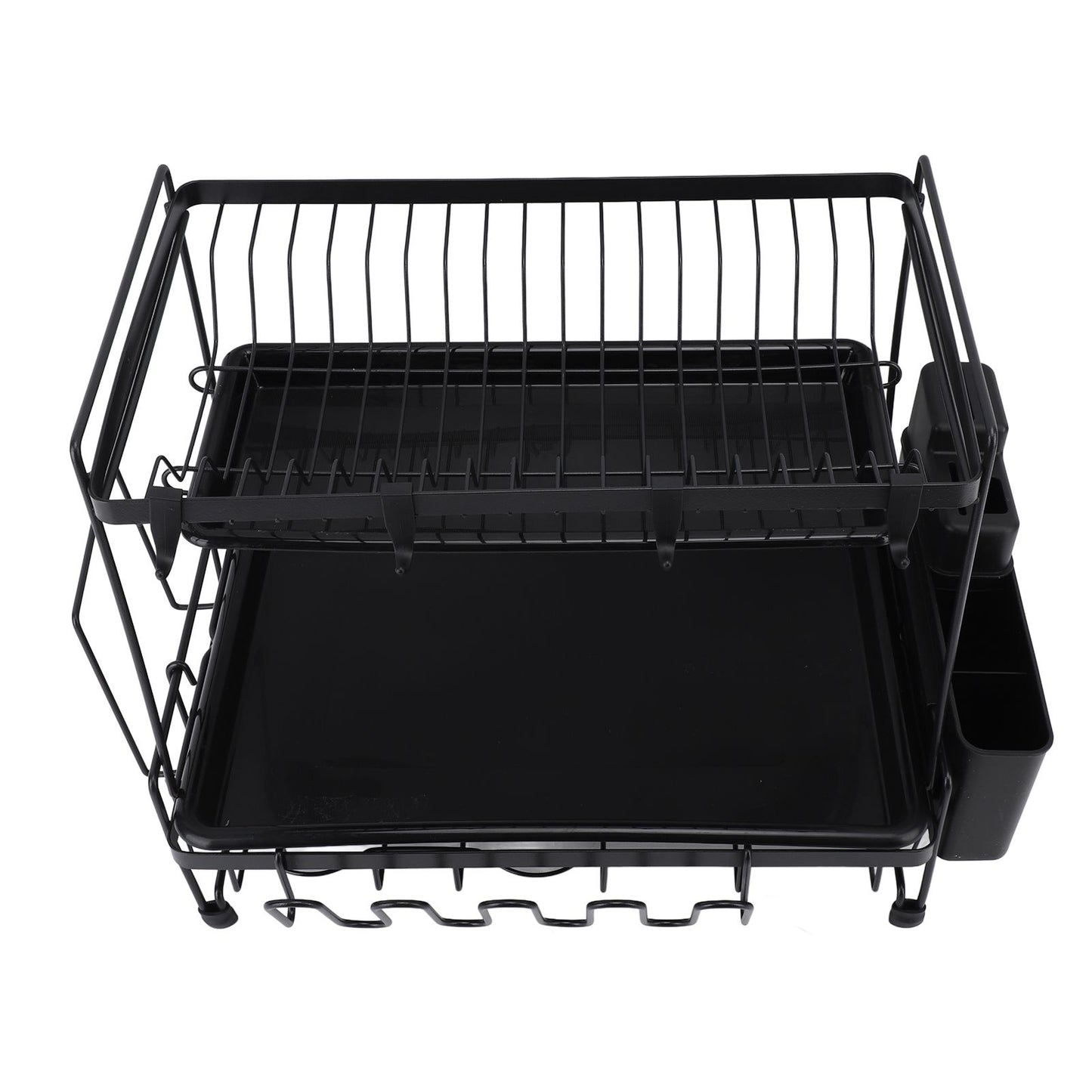 Dish Drying Rack 2 Layer Foldable Versatile Convenient Storage Dish Drainer Rack with Utensil Holder for Home