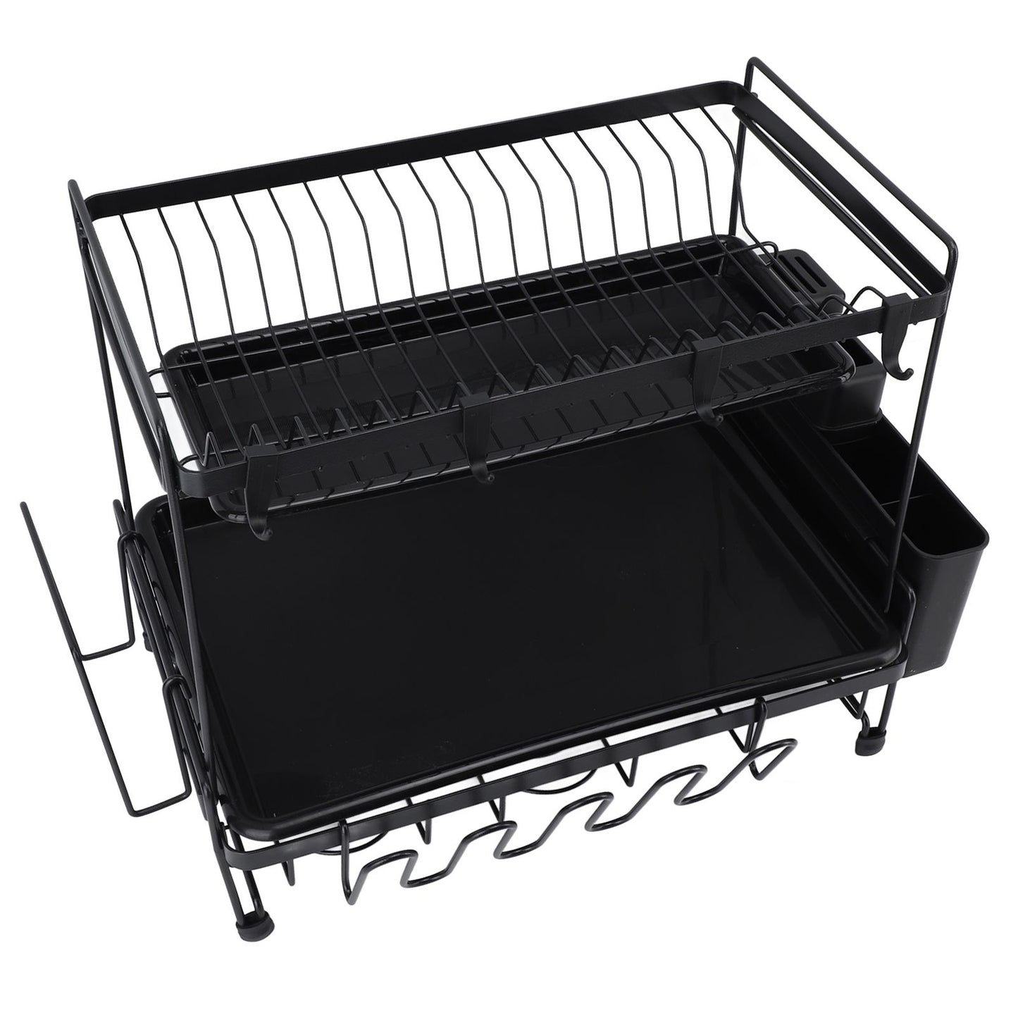 Dish Drying Rack 2 Layer Foldable Versatile Convenient Storage Dish Drainer Rack with Utensil Holder for Home