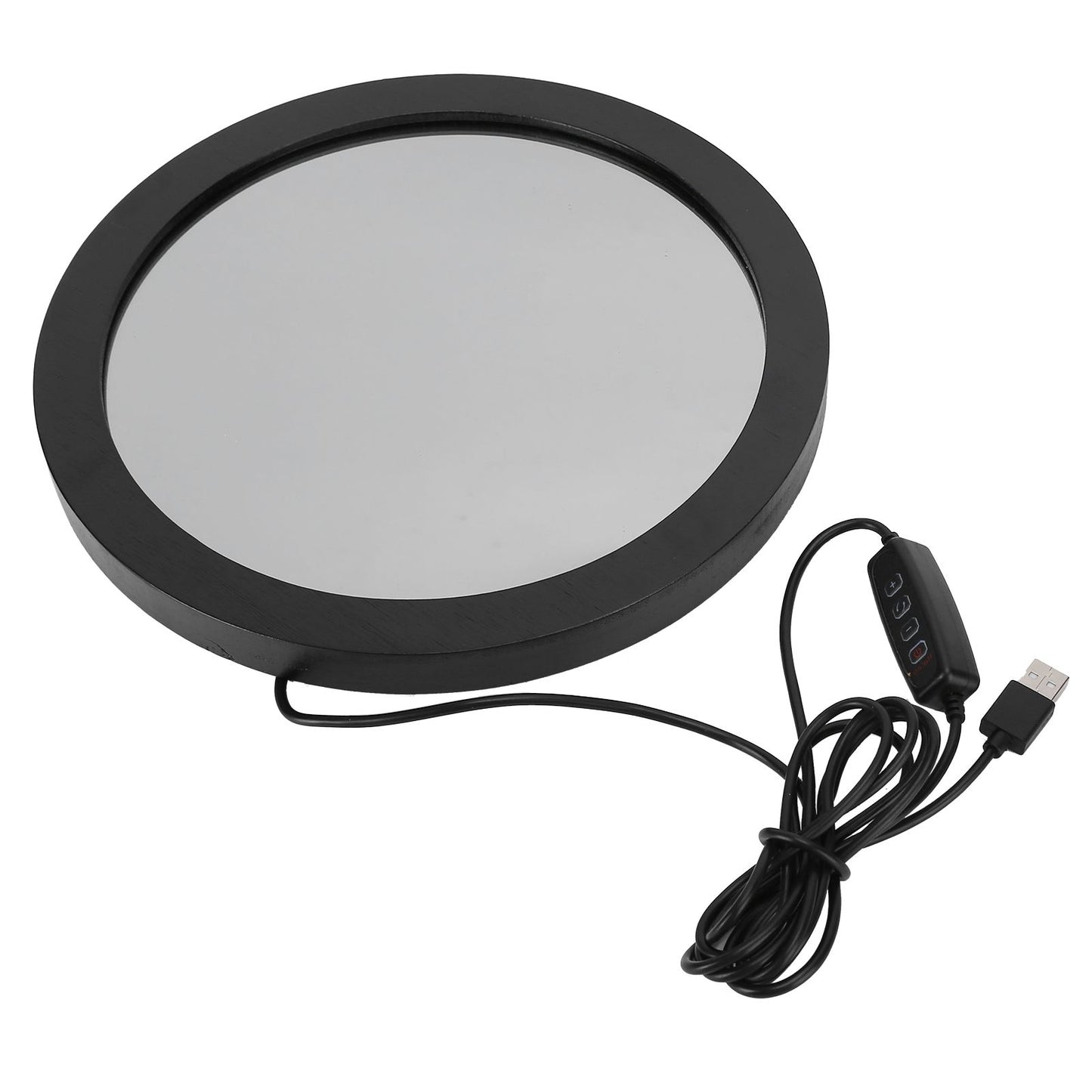 LED Dimmable Mirror with 3D Printing Moon Surface Pattern USB Make Up Mirror for Living Room Bedroom