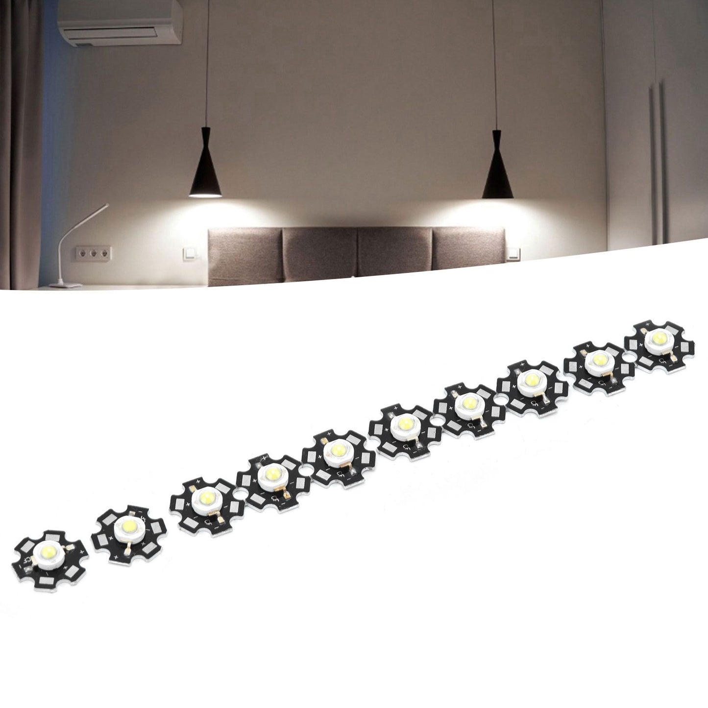 10Pcs Ultra Bright LED Chip 3V DIY Light Beads for Ceiling Light Downlight Flashlight Table LampWhite Light 6500K 1W