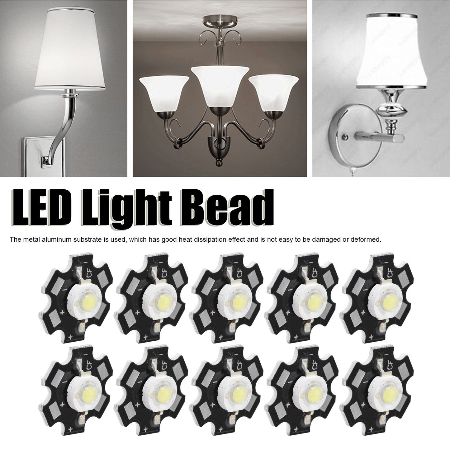 10Pcs Ultra Bright LED Chip 3V DIY Light Beads for Ceiling Light Downlight Flashlight Table LampWhite Light 6500K 1W