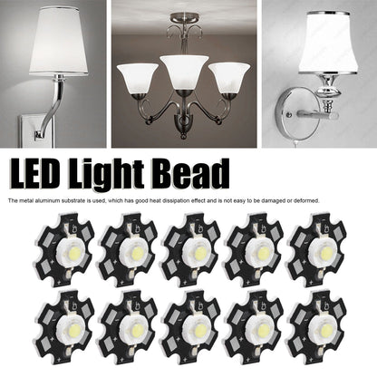 10Pcs Ultra Bright LED Chip 3V DIY Light Beads for Ceiling Light Downlight Flashlight Table LampWhite Light 6500K 3W