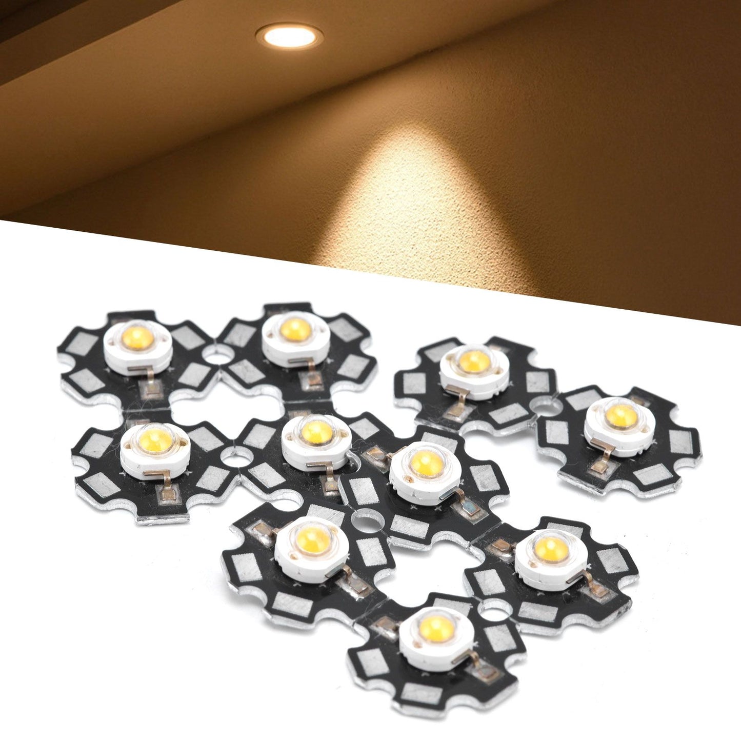 10Pcs Ultra Bright LED Chip 3V DIY Light Beads for Ceiling Light Downlight Flashlight Table LampWarm Light 3000K 1W