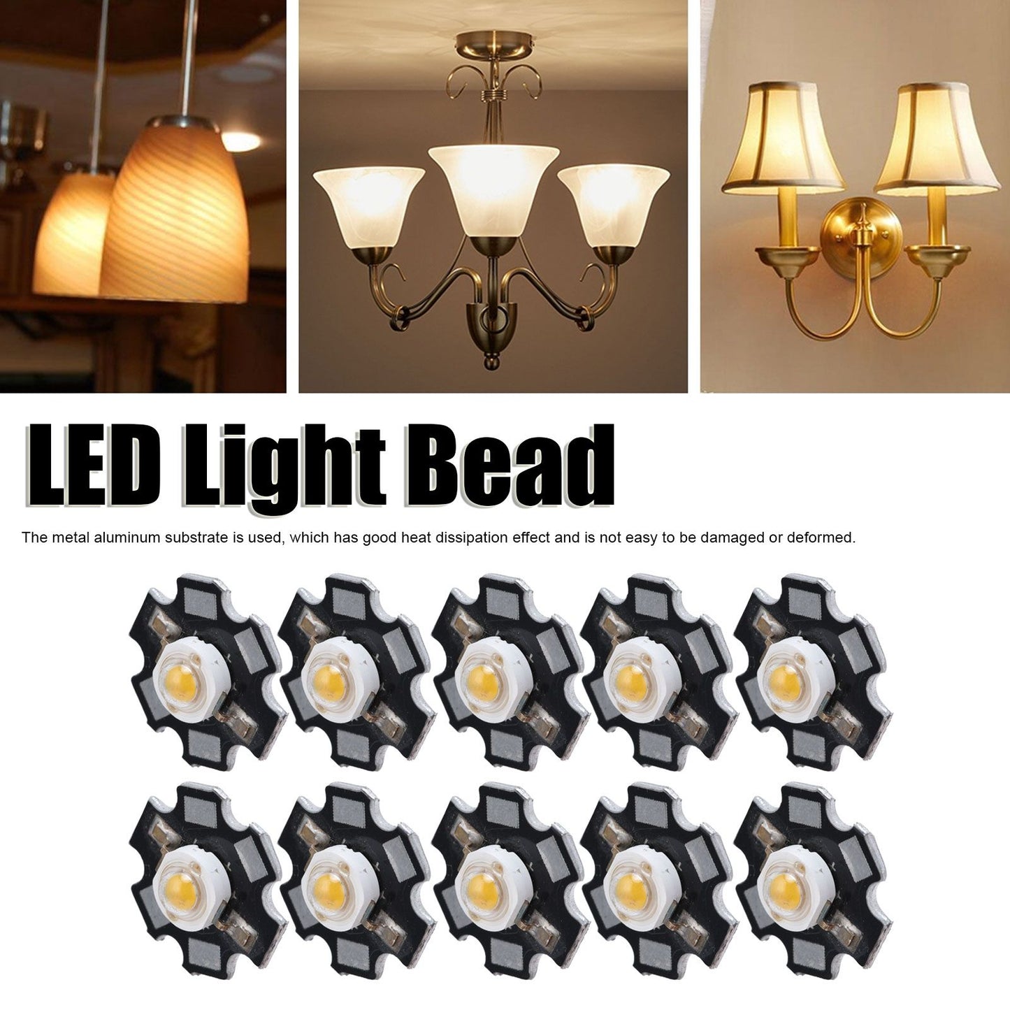 10Pcs Ultra Bright LED Chip 3V DIY Light Beads for Ceiling Light Downlight Flashlight Table LampWarm Light 3000K 1W
