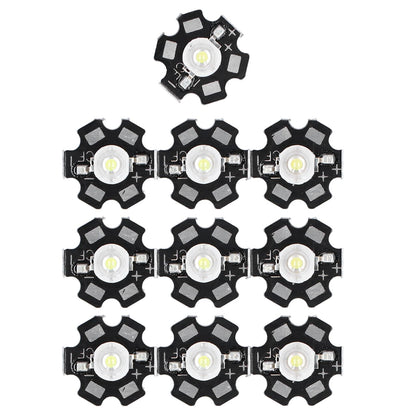 10PCS 1W LED Chip Highlight DIY Light Beads with Aluminum Base 6500k 90lm 20mm White Light