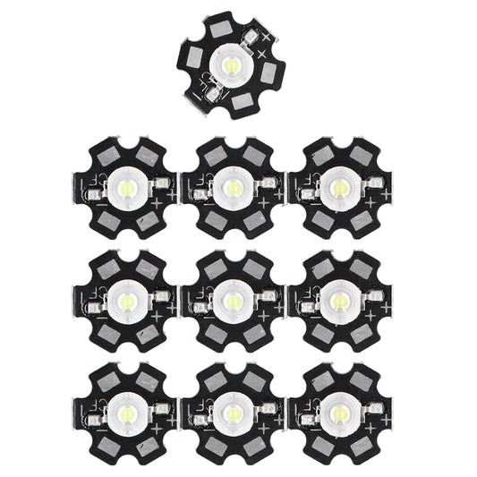 10PCS 1W LED Chip Highlight DIY Light Beads with Aluminum Base 6500k 90lm 20mm White Light