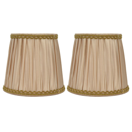 2PCS Fabric Lampshade Simple Lamp Shade for E14 Screw Candlestick Lamp Table Light Chandelier Gold