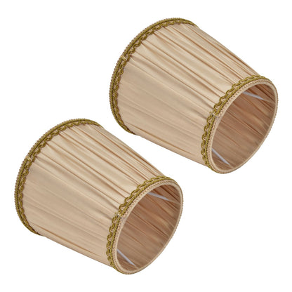2PCS Fabric Lampshade Simple Lamp Shade for E14 Screw Candlestick Lamp Table Light Chandelier Gold