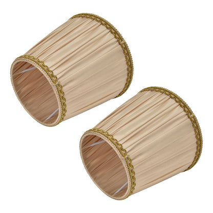 2PCS Fabric Lampshade Simple Lamp Shade for E14 Screw Candlestick Lamp Table Light Chandelier Gold