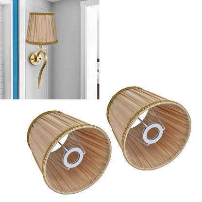 2PCS Fabric Lampshade Simple Lamp Shade for E14 Screw Candlestick Lamp Table Light Chandelier Gold