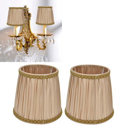 2PCS Fabric Lampshade Simple Lamp Shade for E14 Screw Candlestick Lamp Table Light Chandelier Gold
