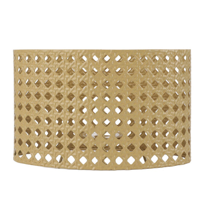 Iron Hollow Oval Lampshade Metal Engraving Hollow Lampshade Compatible for E27 E14 Caliber Lampholders Yellow