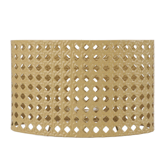 Iron Hollow Oval Lampshade Metal Engraving Hollow Lampshade Compatible for E27 E14 Caliber Lampholders Yellow