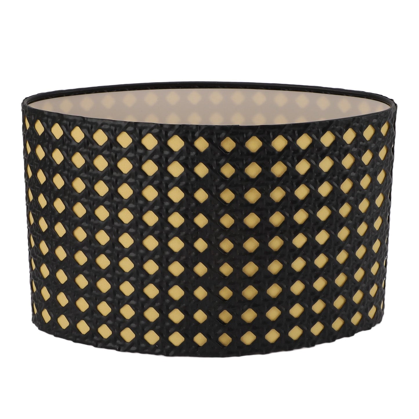 Lampshade Oval Shaped Hollow Metal Carved Compatible E27 E14 Caliber Lampholders Lamp Cover for Office Bedroom Living Room Black and Yellow Liner