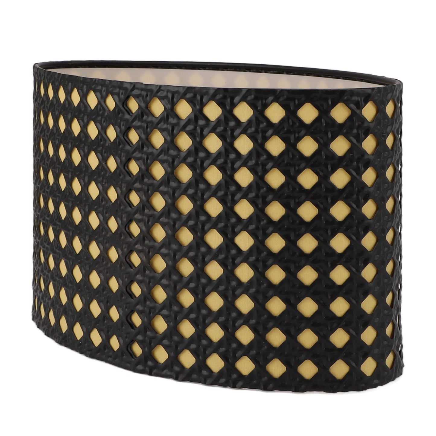 Lampshade Oval Shaped Hollow Metal Carved Compatible E27 E14 Caliber Lampholders Lamp Cover for Office Bedroom Living Room Black and Yellow Liner