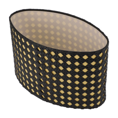 Lampshade Oval Shaped Hollow Metal Carved Compatible E27 E14 Caliber Lampholders Lamp Cover for Office Bedroom Living Room Black and Yellow Liner
