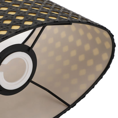 Lampshade Oval Shaped Hollow Metal Carved Compatible E27 E14 Caliber Lampholders Lamp Cover for Office Bedroom Living Room Black and Yellow Liner