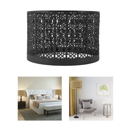 Lamp Shade Hollow Out Metal E27 E14 Clip On Easy Installation Durable Lamp Cover for Table Bedroom Living Room Home Black