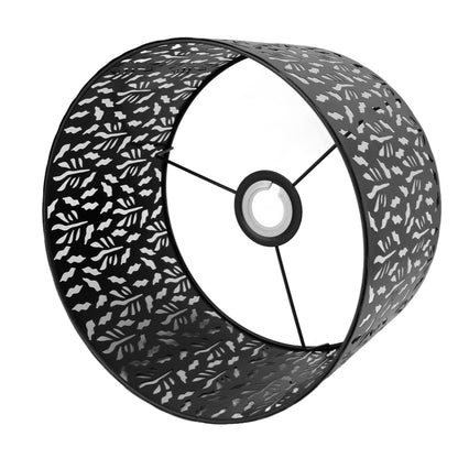 Metal Lamp Shades Hollow Carved Lampshade Modern Style Hollow Lampshade Compatible with E27 E14 Lamp Holder Water Grass Leaf Black