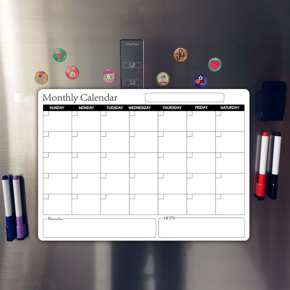 Rewritable Magnetic Whiteboard Refrigerator Calendar Message Board Monthly Planner Board