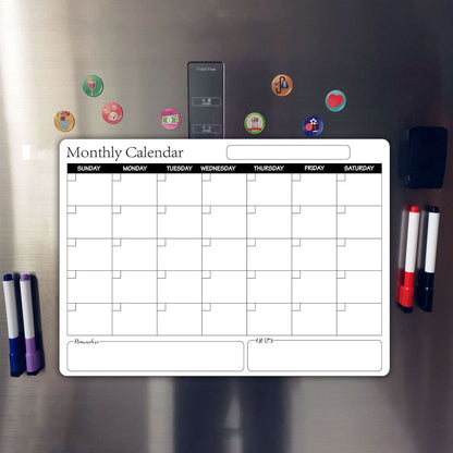 Rewritable Magnetic Whiteboard Refrigerator Calendar Message Board Monthly Planner Board