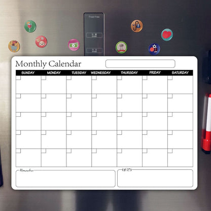 Rewritable Magnetic Whiteboard Refrigerator Calendar Message Board Monthly Planner Board