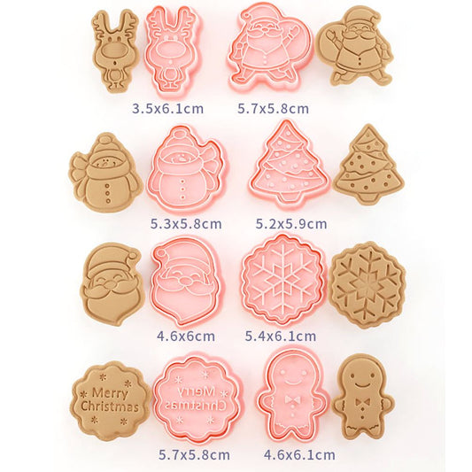 8 Pcs/Set Christmas Themed Cutters Santa Claus Christmas Tree DIY 3D Biscuits Mold Baking Mould Decorating Tools