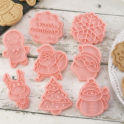 8 Pcs/Set Christmas Themed Cutters Santa Claus Christmas Tree DIY 3D Biscuits Mold Baking Mould Decorating Tools