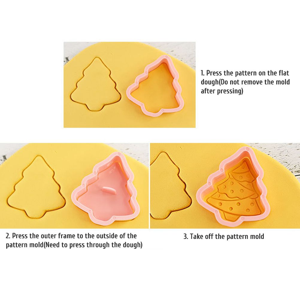 8 Pcs/Set Christmas Themed Cutters Santa Claus Christmas Tree DIY 3D Biscuits Mold Baking Mould Decorating Tools