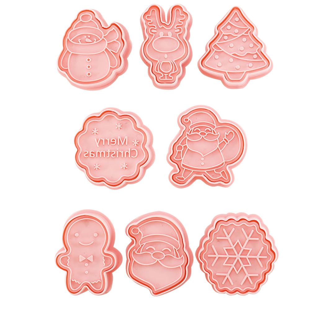 8 Pcs/Set Christmas Themed Cutters Santa Claus Christmas Tree DIY 3D Biscuits Mold Baking Mould Decorating Tools