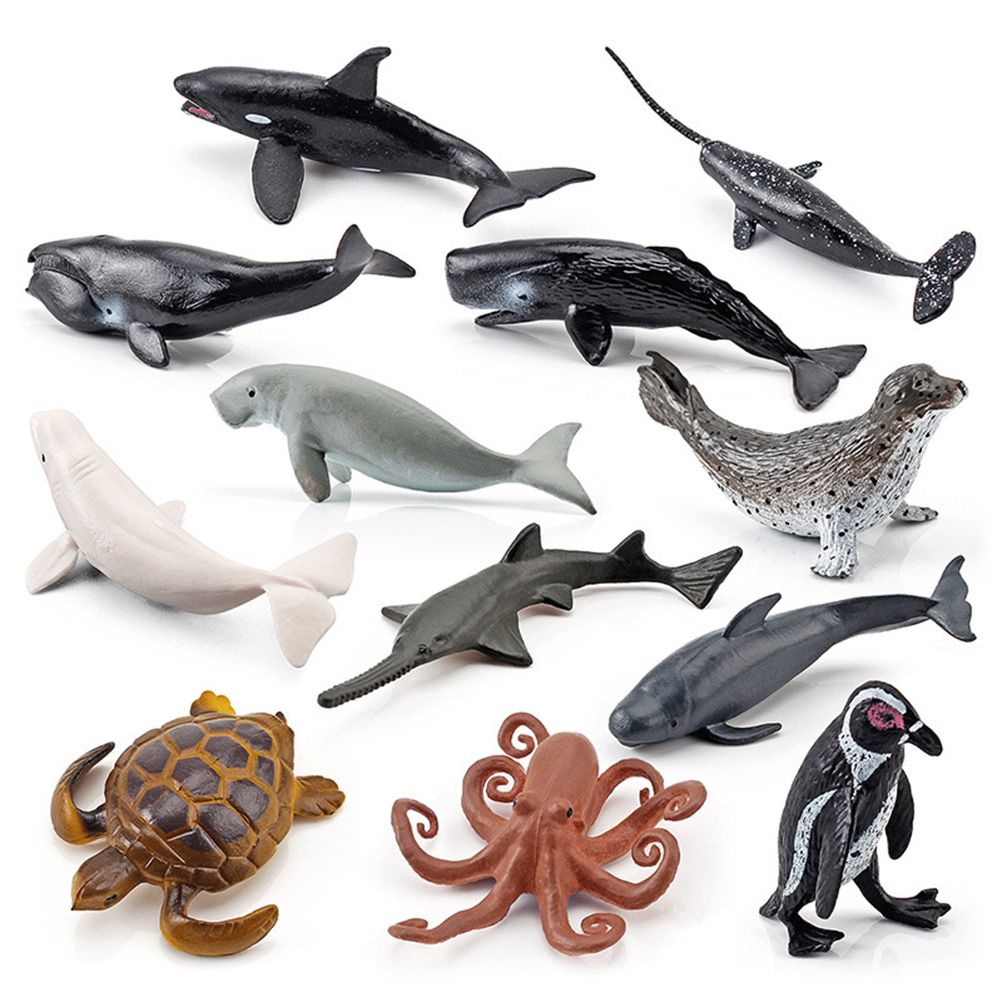 12PCS Mini Sea Toys for Kids Plastic Sea Animals Figurines Simulation Ocean Animals Model Decoration