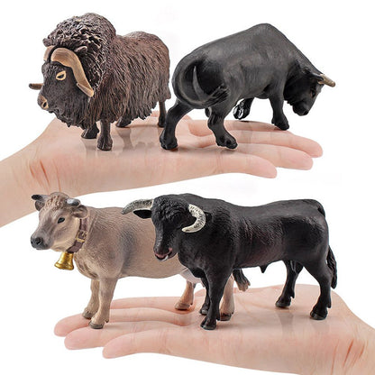 4 Pcs Simulation Farm Cow Cattle Ox Bull Figurine PVC Farm Animal Model Action Figure Home Decoration Kids Educational Toy
