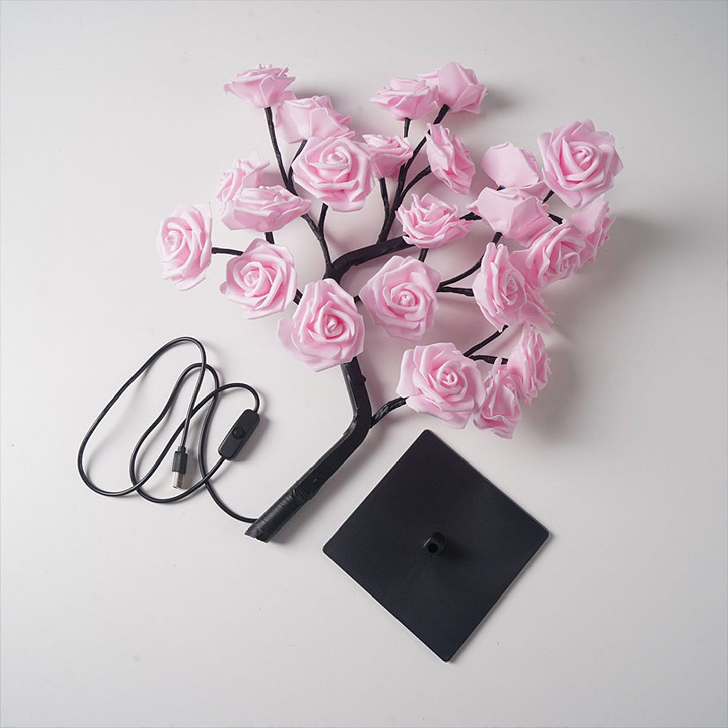 Removable Plastic Base USB Switch LED Simulation Rose Decoration Night Light