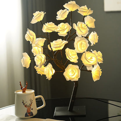 Removable Plastic Base USB Switch LED Simulation Rose Decoration Night Light