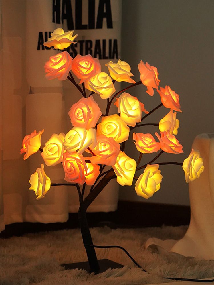 Removable Plastic Base USB Switch LED Simulation Rose Decoration Night Light