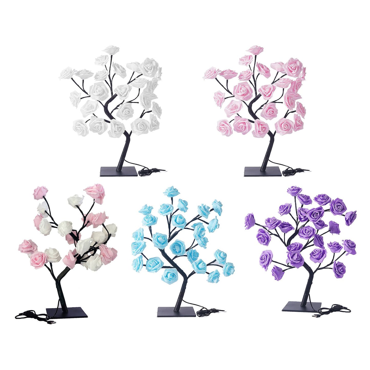 Removable Plastic Base USB Switch LED Simulation Rose Decoration Night Light