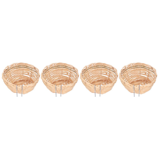 4pcs Bamboo Bird Nest Handmade Weaving Breeding Resting Bird House with Hook for Parrots Canary
