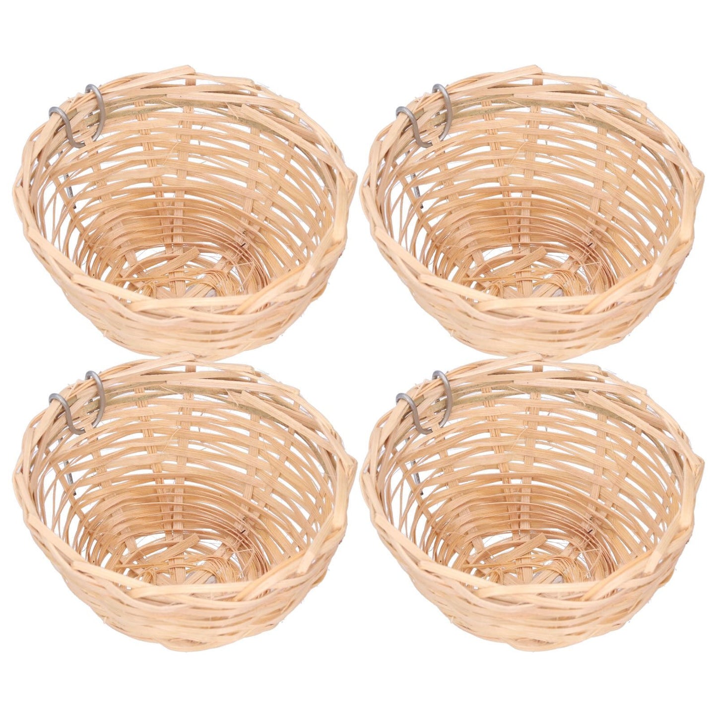 4pcs Bamboo Bird Nest Handmade Weaving Breeding Resting Bird House with Hook for Parrots Canary