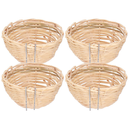 4pcs Bamboo Bird Nest Handmade Weaving Breeding Resting Bird House with Hook for Parrots Canary