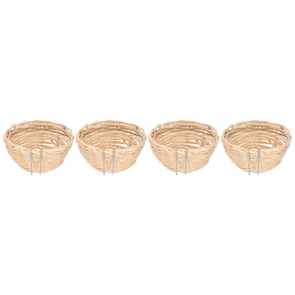 4pcs Bamboo Bird Nest Handmade Weaving Breeding Resting Bird House with Hook for Parrots Canary