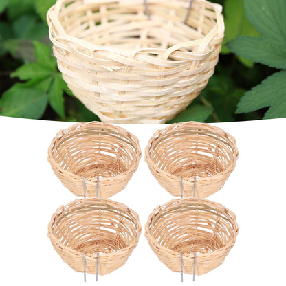4pcs Bamboo Bird Nest Handmade Weaving Breeding Resting Bird House with Hook for Parrots Canary