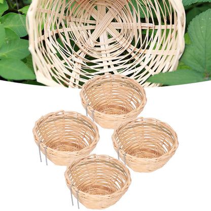 4pcs Bamboo Bird Nest Handmade Weaving Breeding Resting Bird House with Hook for Parrots Canary