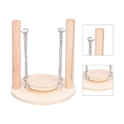 Parrots Swing Toy Wooden Birds Perch Stand Birds Toy for Hamster Small Animal Supplies