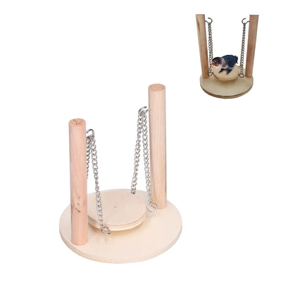 Parrots Swing Toy Wooden Birds Perch Stand Birds Toy for Hamster Small Animal Supplies