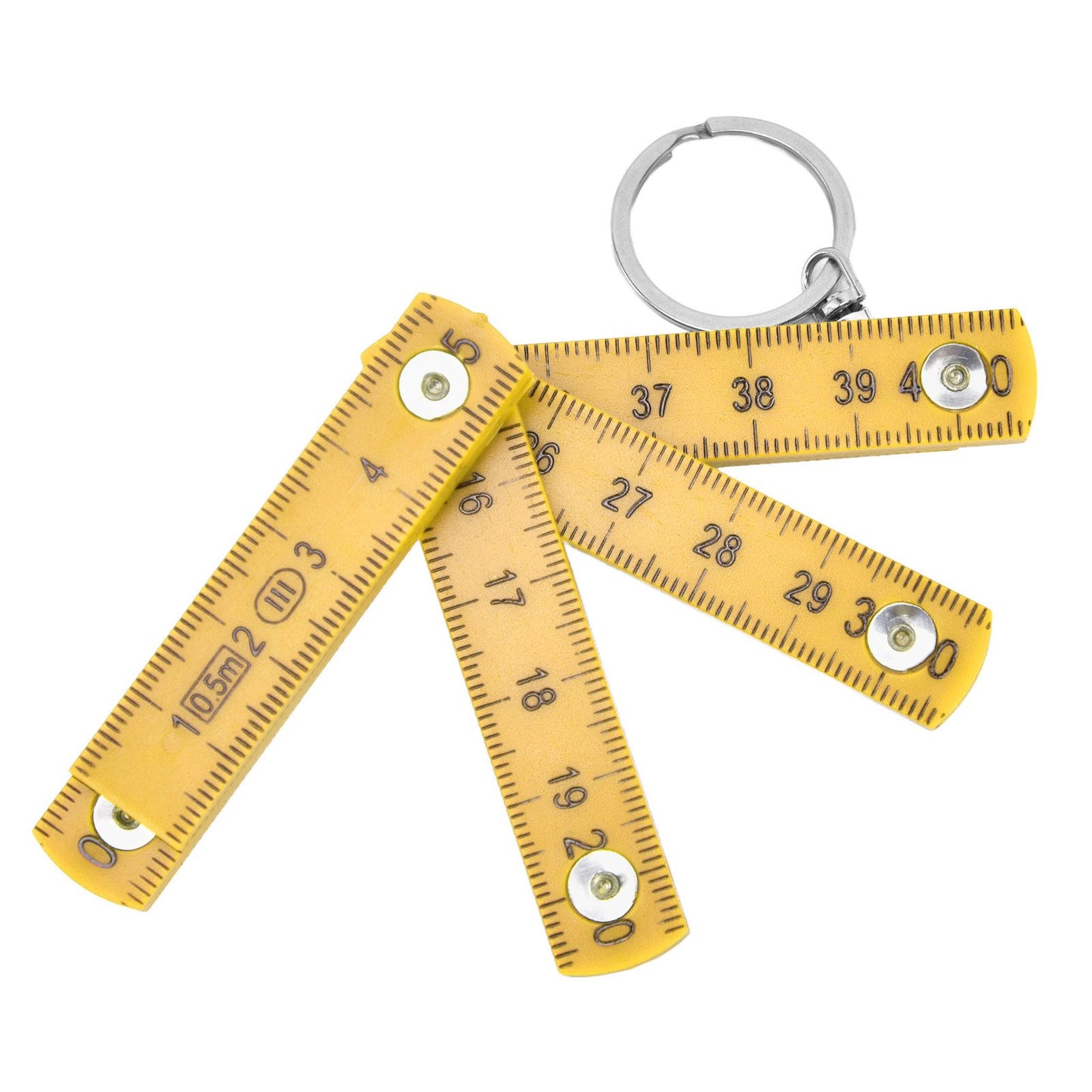 2Pcs ABS Folding Ruler Portable 0.5m Foldable Ruler with Key Ring for Carpentry Laying TilesYellow