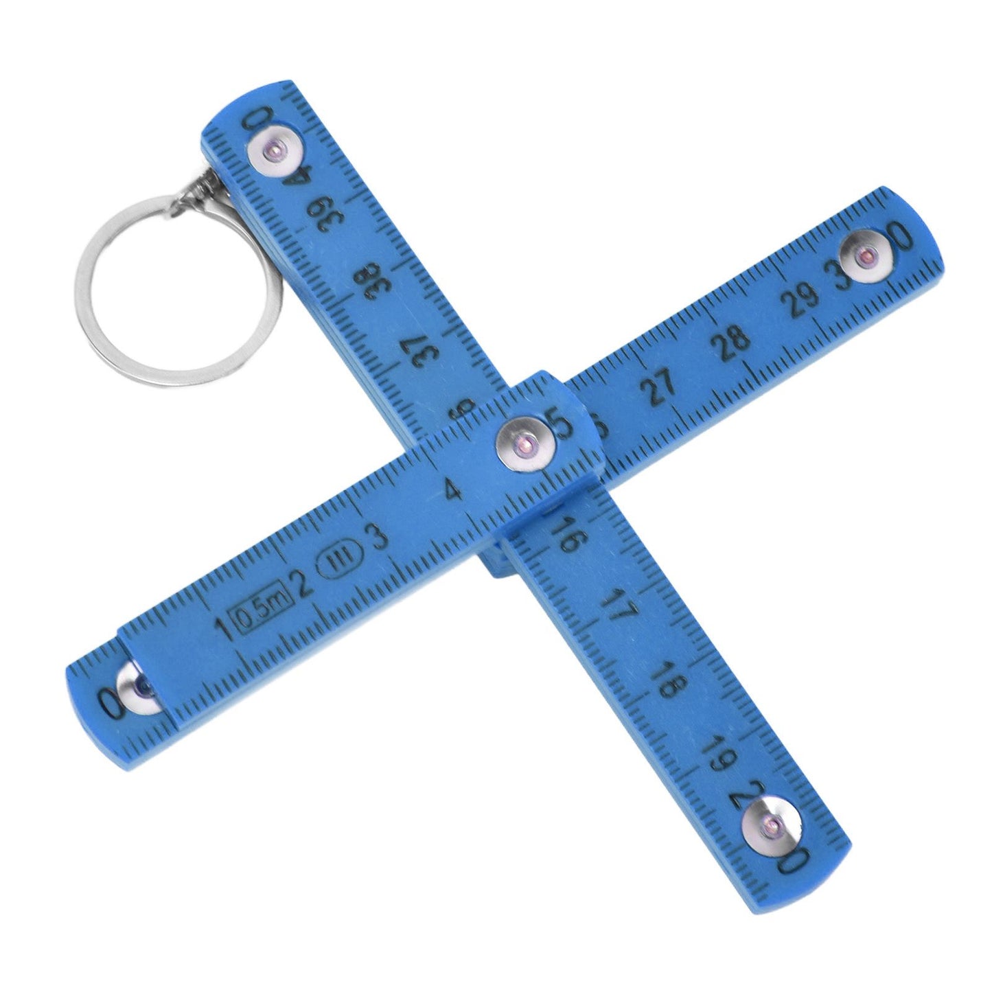 2Pcs ABS Folding Ruler Portable 0.5m Foldable Ruler with Key Ring for Carpentry Laying TilesBlue