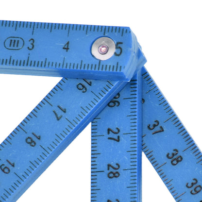2Pcs ABS Folding Ruler Portable 0.5m Foldable Ruler with Key Ring for Carpentry Laying TilesBlue