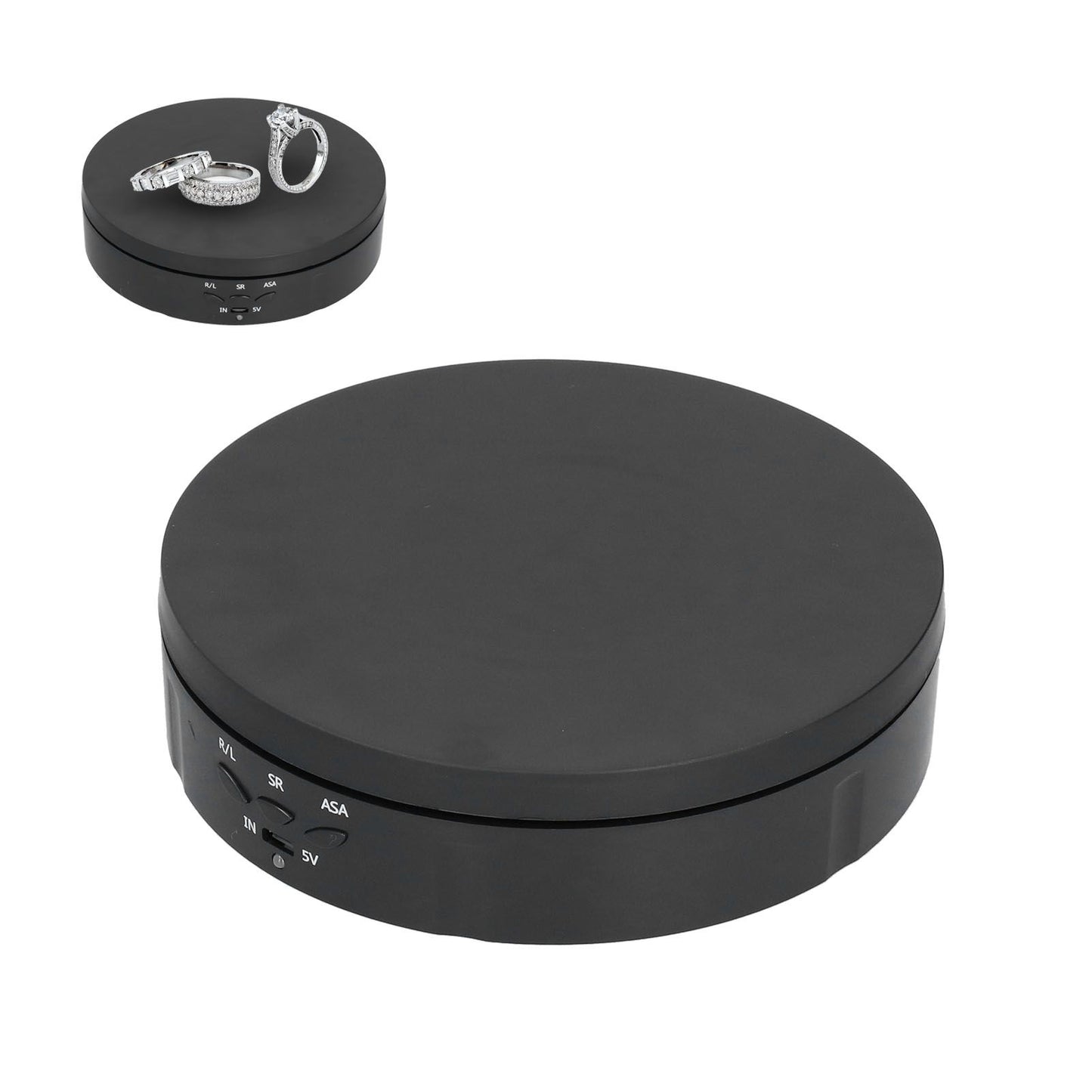 145mm 360° Round Auto Rotating Display Stand 3 Speed Control USB Powered Jewelry Turntable for ExhibitionBlack